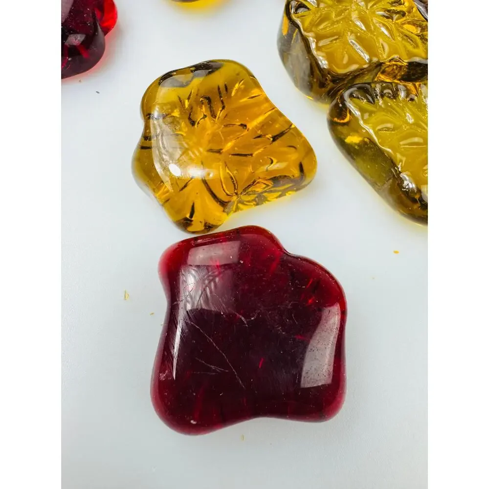 Assortment of 40 Glass Red and Amber Leaves Home Decor - Picture 2 of 6
